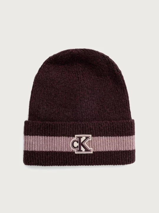 Zdjęcie produktu Calvin Klein czapka damska z dodatkiem wełny bordowy