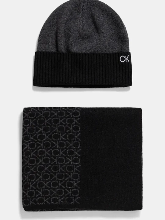 Zdjęcie produktu Calvin Klein czapka i szalik z domieszką wełny czarny