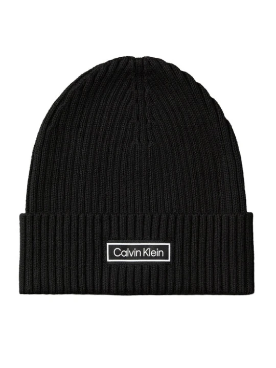 Zdjęcie produktu Calvin Klein Czapka Patch Chunky Rib Cotton Beanie LV04D8053G Czarny