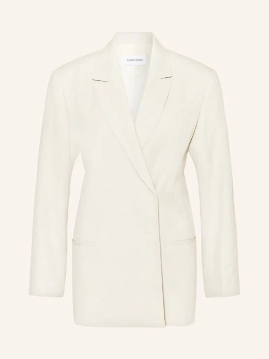 Zdjęcie produktu Calvin Klein Długi Blezer Z Dodatkiem Lnu beige ECRU