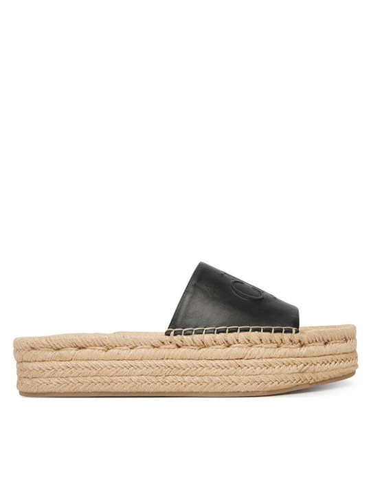 Zdjęcie produktu Calvin Klein Espadryle Flatf Espa Mule Lth Mg HW0HW03027 Czarny