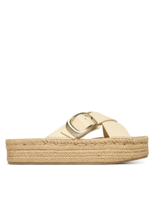 Zdjęcie produktu Calvin Klein Espadryle Flatf Espadrill Cross Lth Hdw HW0HW02892 Écru Kremowy