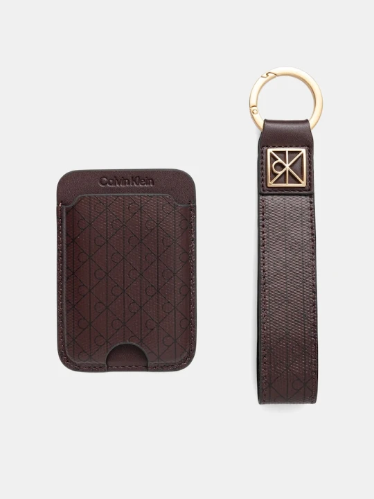 Zdjęcie produktu Calvin Klein etui na karty i brelok bordowy