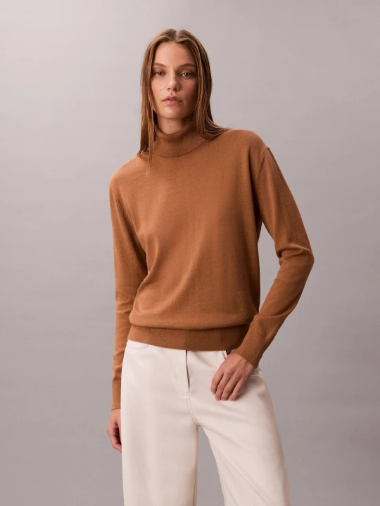 Zdjęcie produktu Calvin Klein Golf | Regular Fit | z dodatkiem wełny brązowy