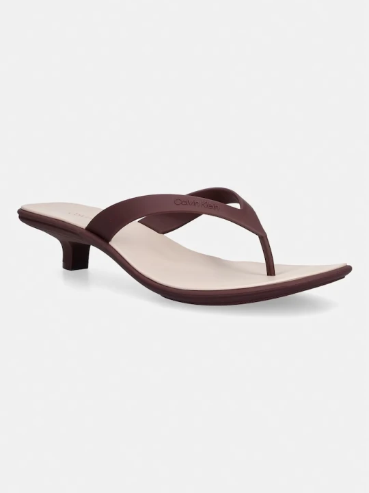 Zdjęcie produktu Calvin Klein japonki damskie FLIP FLOP KITTEN HEEL THONG TPU bordowy