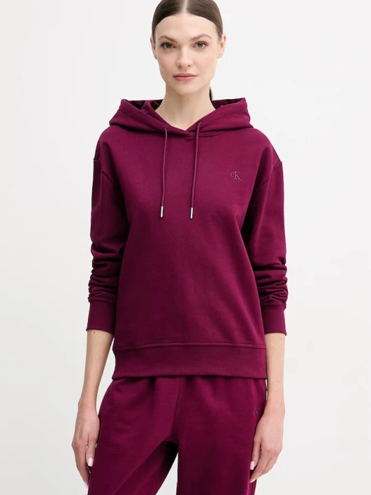 Zdjęcie produktu Calvin Klein Jeans bluza z kapturem damska bawełniana fioletowy