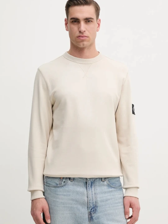 Zdjęcie produktu Calvin Klein Jeans bluza bawełniana beżowy