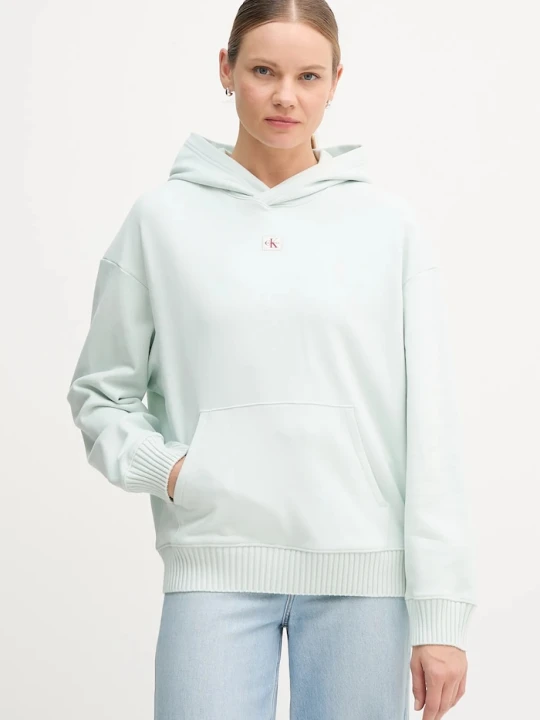 Zdjęcie produktu Calvin Klein Jeans bluza bawełniana turkusowy