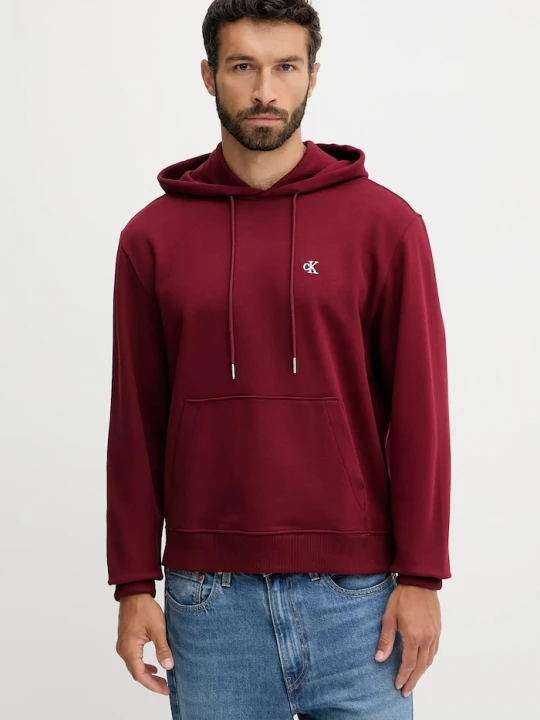 Zdjęcie produktu Calvin Klein Jeans bluza z kapturem męska bawełniana bordowy