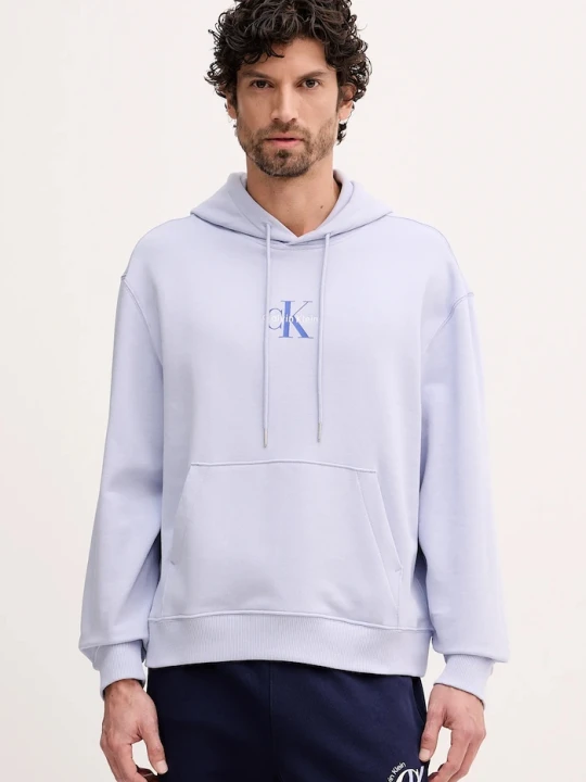 Zdjęcie produktu Calvin Klein Jeans bluza z kapturem męska bawełniana niebieski