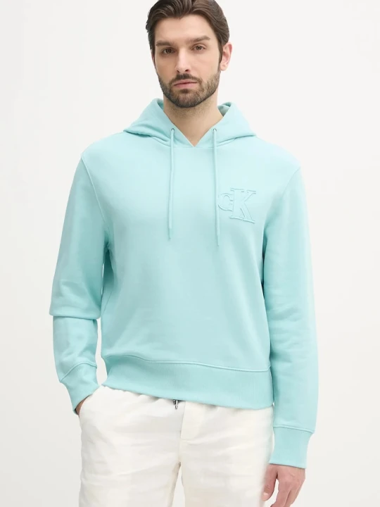 Zdjęcie produktu Calvin Klein Jeans bluza bawełniana turkusowy