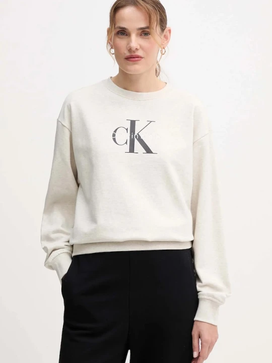 Zdjęcie produktu Calvin Klein Jeans bluza damska z bawełną beżowy