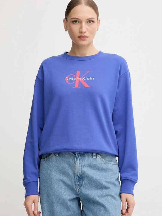 Zdjęcie produktu Calvin Klein Jeans bluza damska z bawełną niebieski