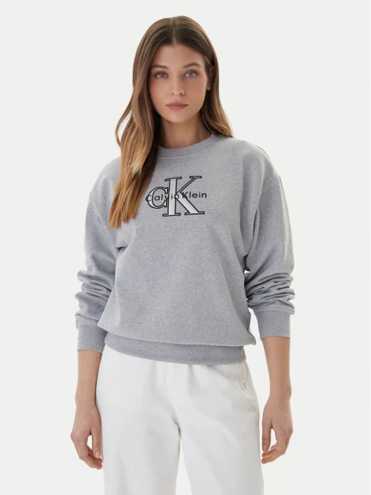 Zdjęcie produktu Calvin Klein Jeans Bluza Foil Monologo LV047E825G Szary Regular Fit