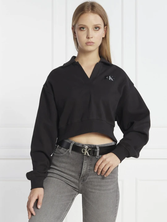 Zdjęcie produktu Calvin Klein Jeans Bluza LABEL POLO COLLAR | Loose fit czarny