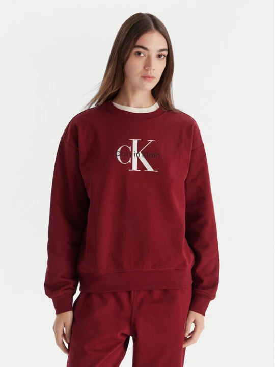 Zdjęcie produktu Calvin Klein Jeans Bluza Monologo LV047B234G Bordowy Relaxed Fit