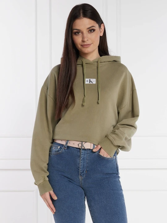 Zdjęcie produktu Calvin Klein Jeans Bluza WOVEN LABEL | Cropped Fit khaki