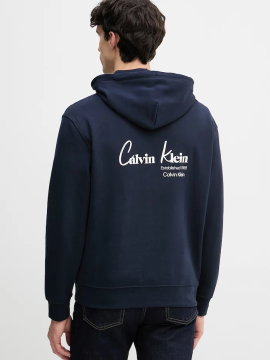 Zdjęcie produktu Calvin Klein Jeans bluza z kapturem męska bawełniana granatowy