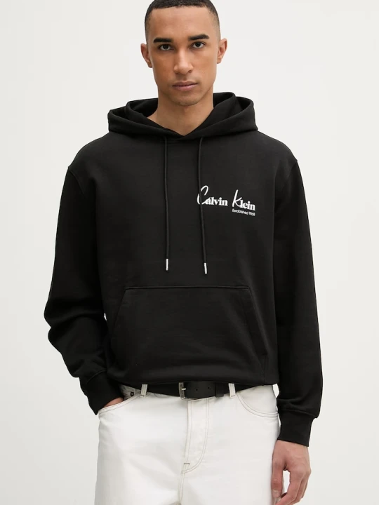 Zdjęcie produktu Calvin Klein Jeans bluza z kapturem męska bawełniana czarny