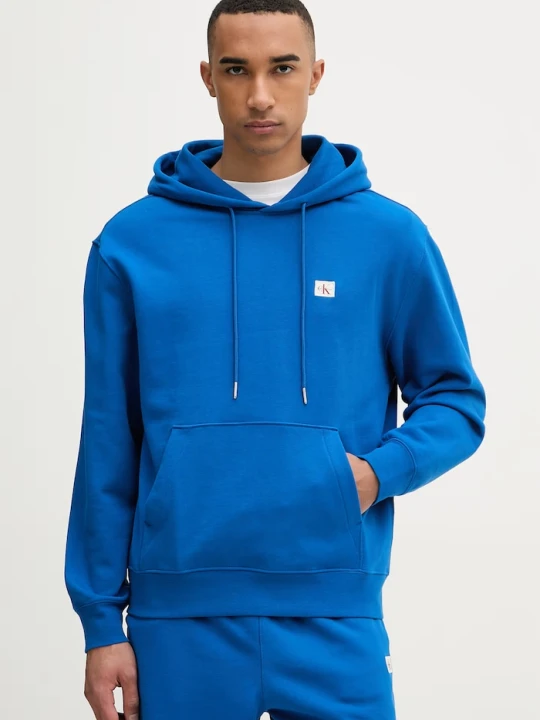 Zdjęcie produktu Calvin Klein Jeans bluza z kapturem męska bawełniana niebieski