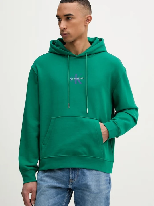 Zdjęcie produktu Calvin Klein Jeans bluza z kapturem męska bawełniana zielony