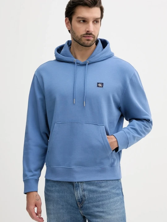 Zdjęcie produktu Calvin Klein Jeans bluza z kapturem męska bawełniana niebieski