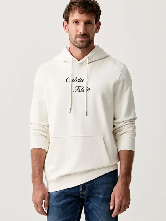 Zdjęcie produktu Calvin Klein Jeans bluza z kapturem męska bawełniana beżowy