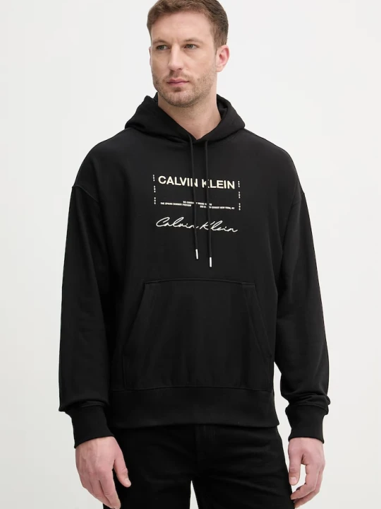 Zdjęcie produktu Calvin Klein Jeans bluza z kapturem męska z bawełną czarny
