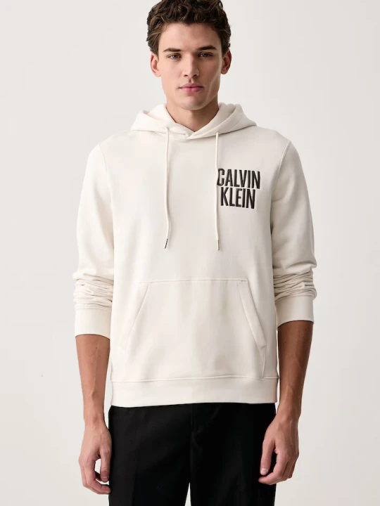 Zdjęcie produktu Calvin Klein Jeans bluza z kapturem męska z bawełną beżowy