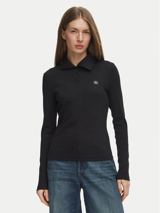 Zdjęcie produktu Calvin Klein Jeans Bluzka Henley LV047H203G Czarny Slim Fit