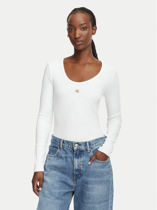Zdjęcie produktu Calvin Klein Jeans Bluzka LV047D218G Biały Slim Fit