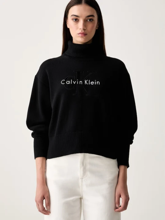 Zdjęcie produktu Calvin Klein Jeans golf damski bawełniany czarny