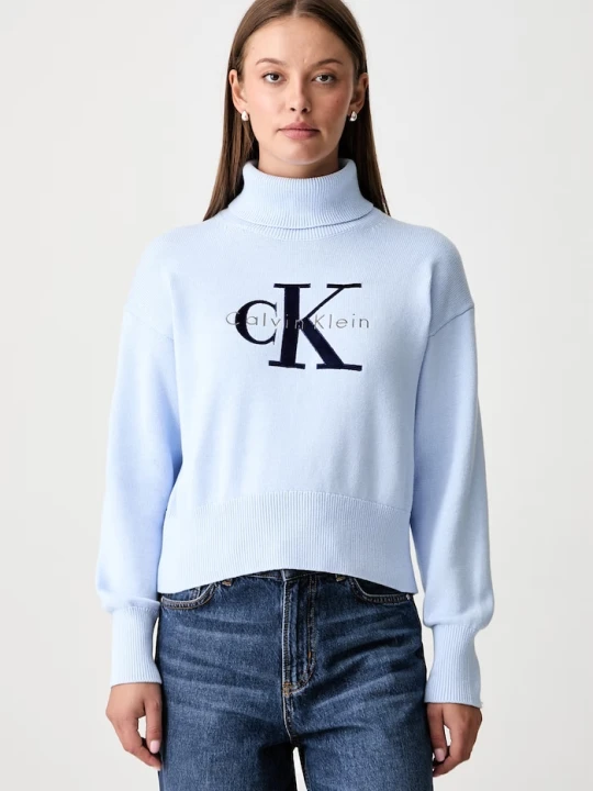 Zdjęcie produktu Calvin Klein Jeans golf damski bawełniany niebieski