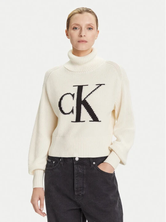 Zdjęcie produktu Calvin Klein Jeans Golf LV047D349G Écru Loose Fit Kremowy