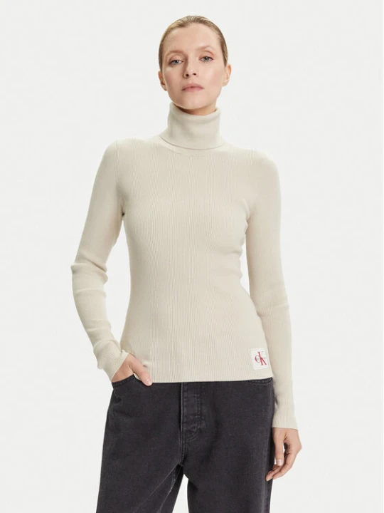 Zdjęcie produktu Calvin Klein Jeans Golf LV047D350G Beżowy Regular Fit