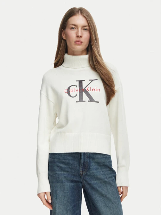 Zdjęcie produktu Calvin Klein Jeans Golf LV047H329G Kremowy Regular Fit