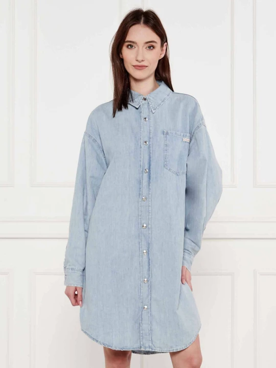 Zdjęcie produktu Calvin Klein Jeans Jeansowa sukienka | z dodatkiem lnu błękitny