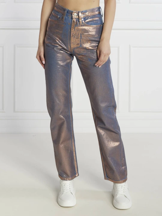 Zdjęcie produktu Calvin Klein Jeans Jeansy HIGH RISE STRAIGHT | Straight fit | high waist metaliczny