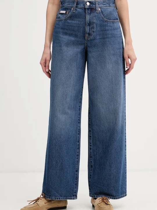 Zdjęcie produktu Calvin Klein Jeans jeansy wide leg damskie granatowy