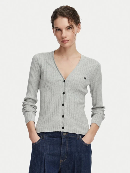 Zdjęcie produktu Calvin Klein Jeans Kardigan LV047G339G Szary jasny Slim Fit