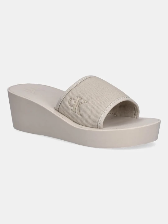 Zdjęcie produktu Calvin Klein Jeans klapki BEACH WEDGE SLIDE CANVAS beżowy