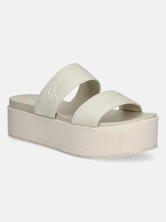 Zdjęcie produktu Calvin Klein Jeans klapki FLATFORM SANDAL WEBBING IN beżowy