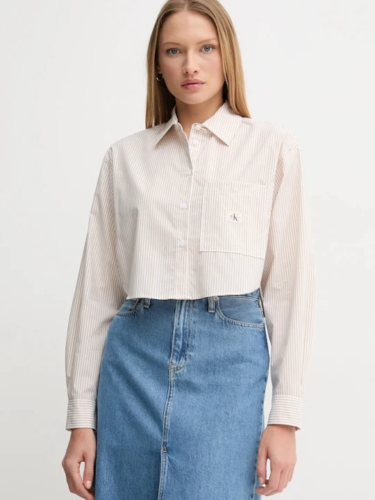 Zdjęcie produktu Calvin Klein Jeans koszula bawełniana beżowy