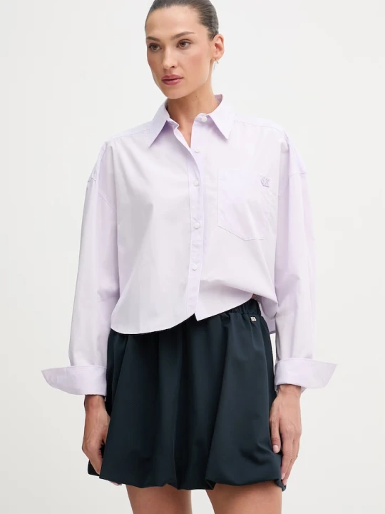 Zdjęcie produktu Calvin Klein Jeans koszula damska bawełniana fioletowy