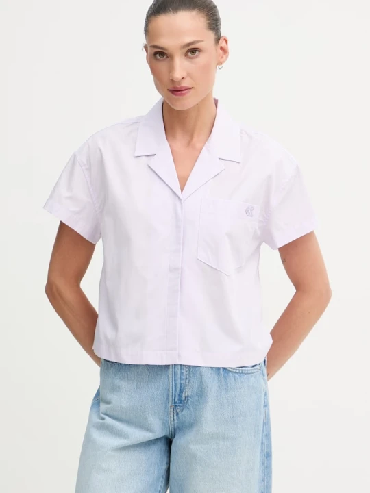 Zdjęcie produktu Calvin Klein Jeans koszula damska bawełniana fioletowy