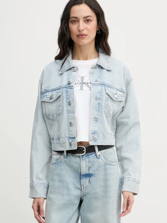 Zdjęcie produktu Calvin Klein Jeans krótka kurtka damska jeansowa niebieski
