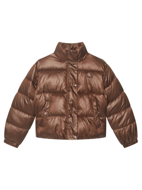Zdjęcie produktu Calvin Klein Jeans Kurtka przejściowa Minime Shiny Short Puffer LVCKTJM01G Brązowy Regular Fit