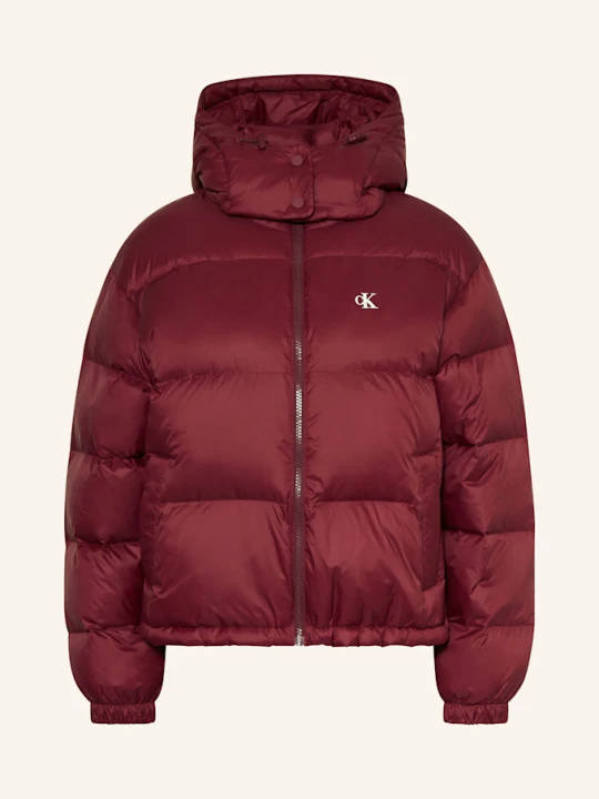 Zdjęcie produktu Calvin Klein Jeans Kurtka Puchowa Essential Z Odpinanym Kapturem rot CIEMNOCZERWONY
