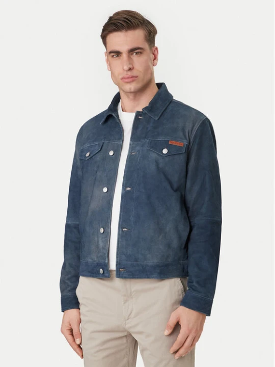 Zdjęcie produktu Calvin Klein Jeans Kurtka skórzana 90s LV04RF404G Granatowy Regular Fit