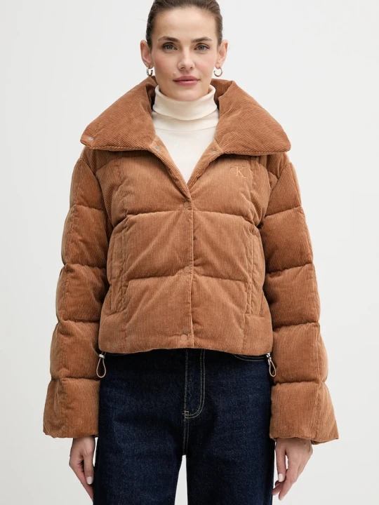 Zdjęcie produktu Calvin Klein Jeans kurtka sztruksowa puchowa brązowy